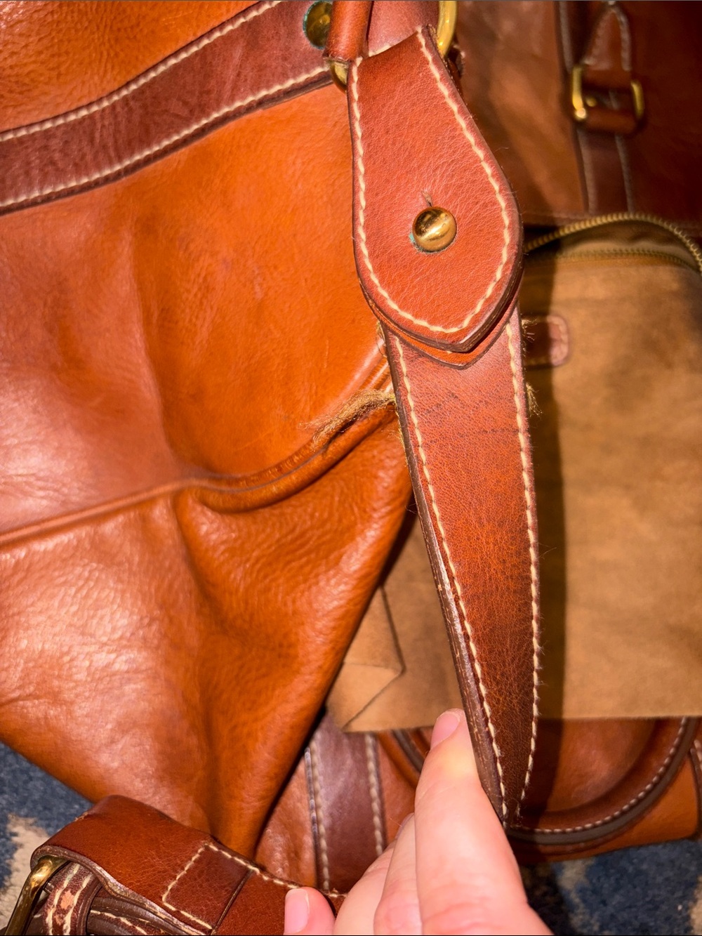 Polo Cognac Brown Leather Travel Duffel - Picture 3 of 9